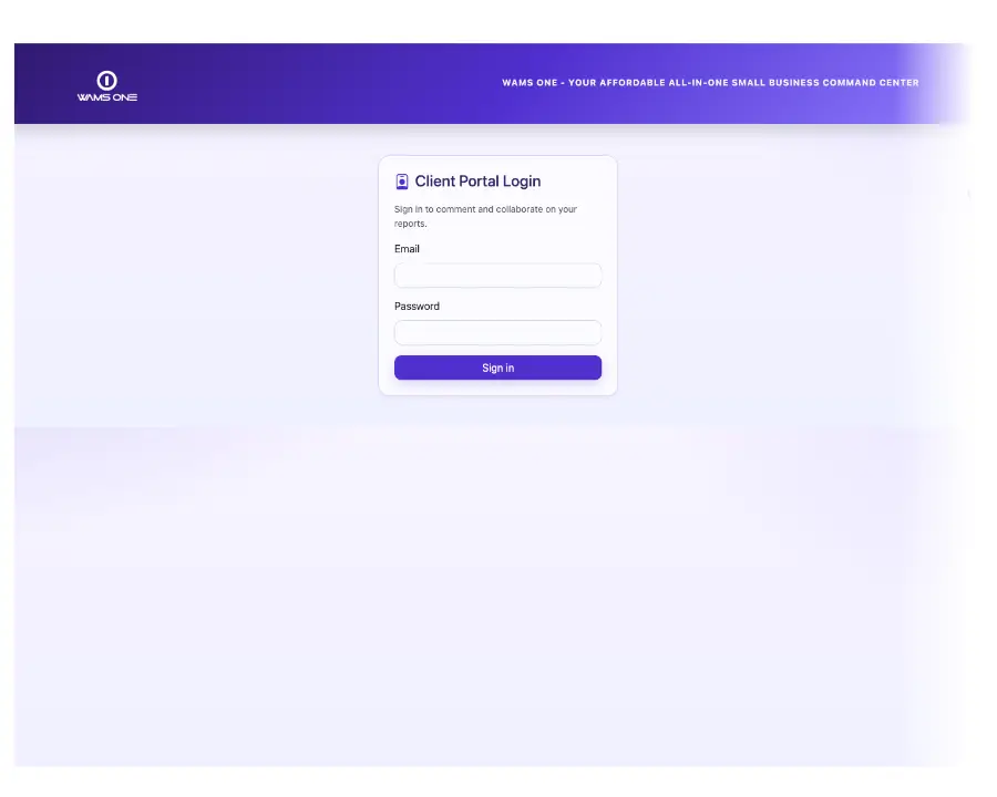 Wams One project and job manager client portal